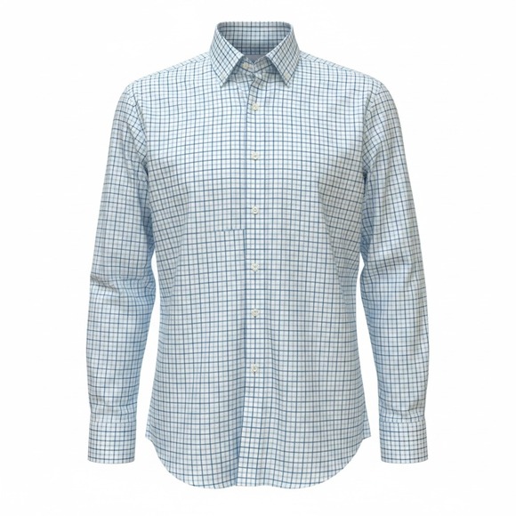 Peter Millar Other - Peter Millar‎ Tettersall Check Long Sleeve Button Down White Blue Preppy Sz L